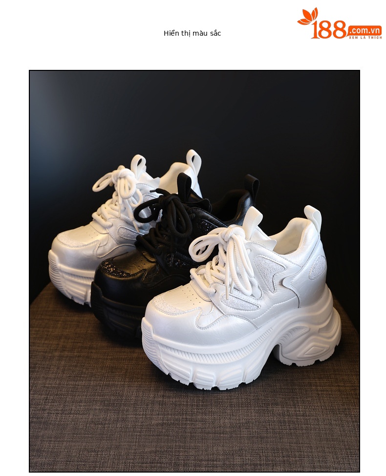 Giày sneaker chunky nữ đế dày tăng chiều cao HC3572 — Màu đen chi tiết 18