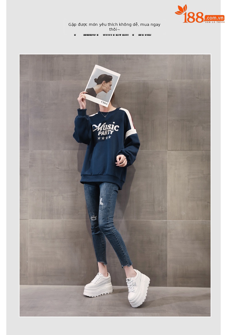 Giày sneaker nữ đế dày tăng chiều cao phong cách đơn giản — Đen trắng chi tiết 6