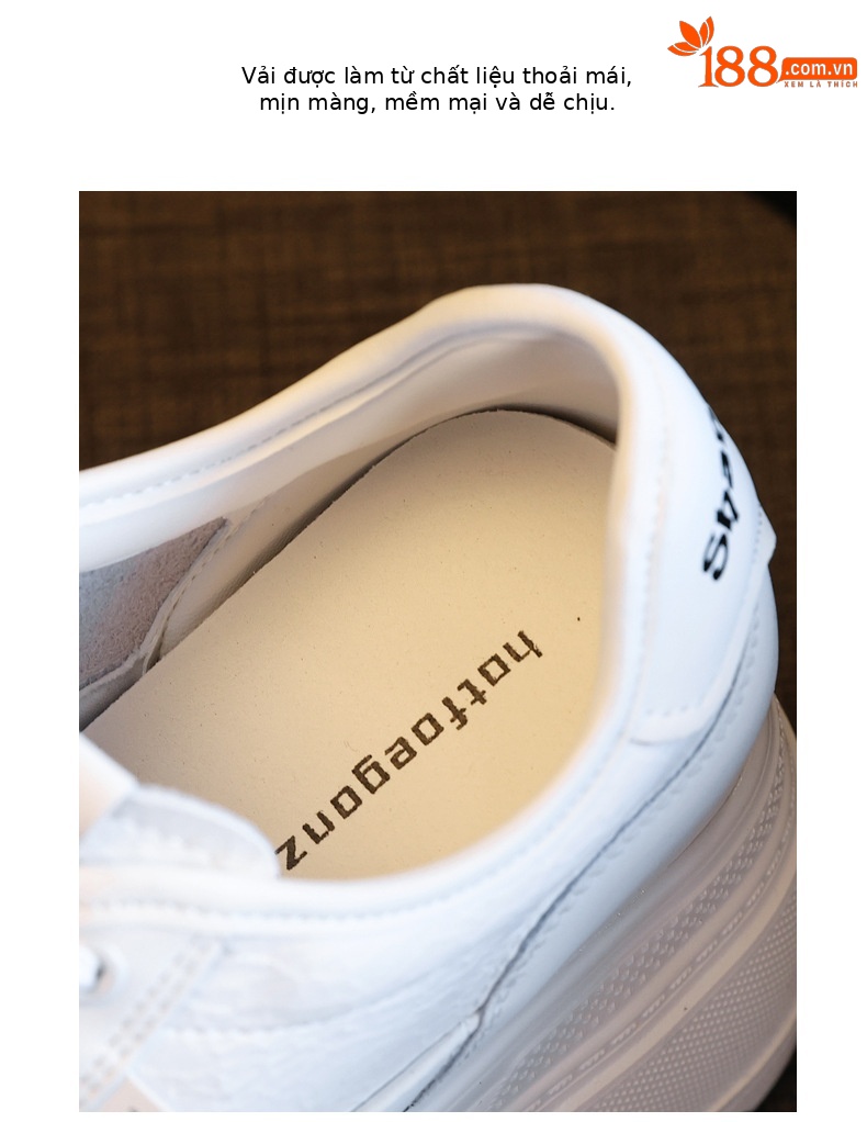 Giày sneaker nữ đế dày tăng chiều cao phong cách đơn giản — Đen trắng chi tiết 8