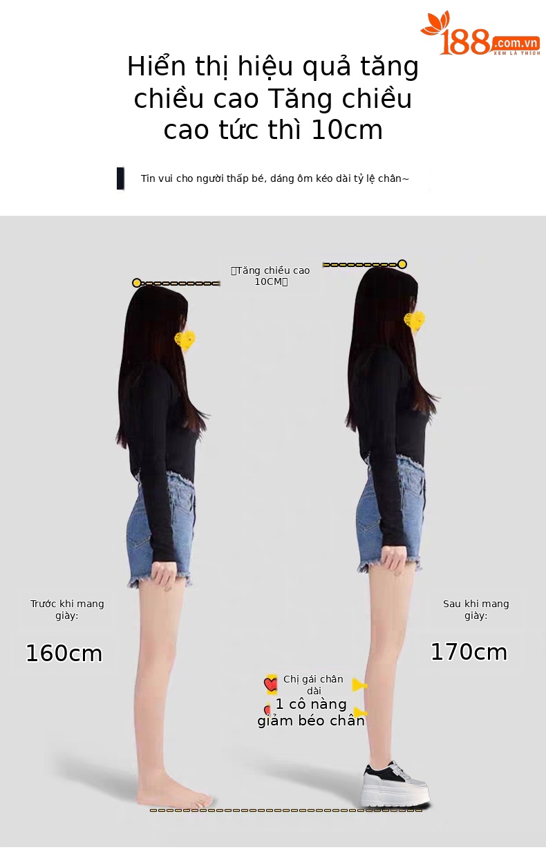 Giày sneaker nữ đế dày tăng chiều cao phong cách đơn giản — Đen trắng chi tiết 4