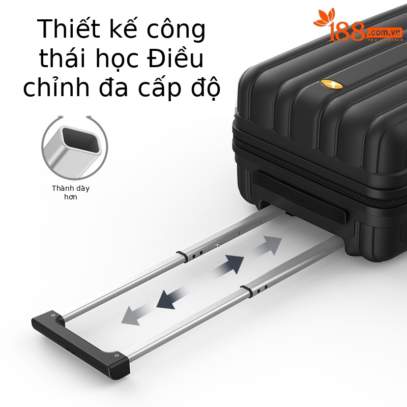 Bộ vali ba mảnh 20/24/28 inch cao cấp, thiết kế sang trọng, phù hợp mọi chuyến đi — Màu đen