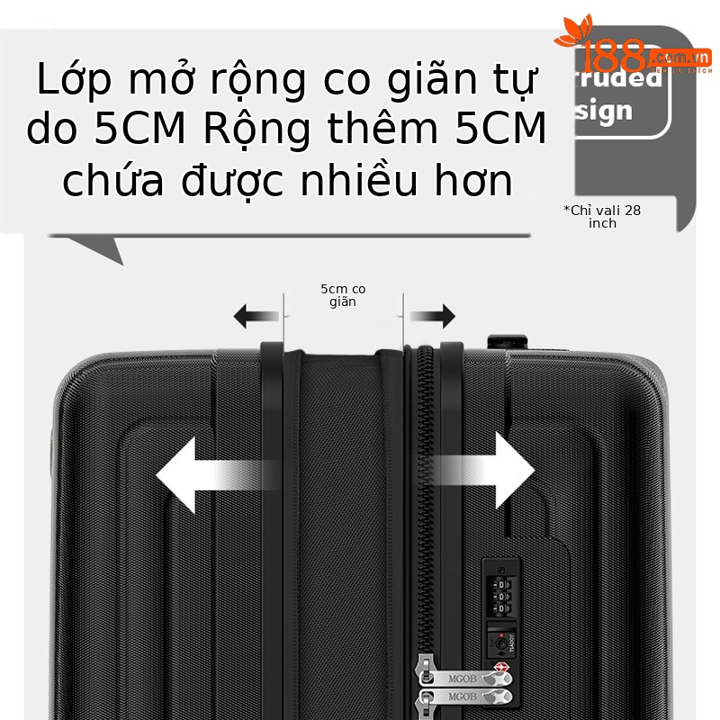 Bộ vali ba mảnh 20/24/28 inch cao cấp, thiết kế sang trọng, phù hợp mọi chuyến đi — Màu đen chi tiết 17