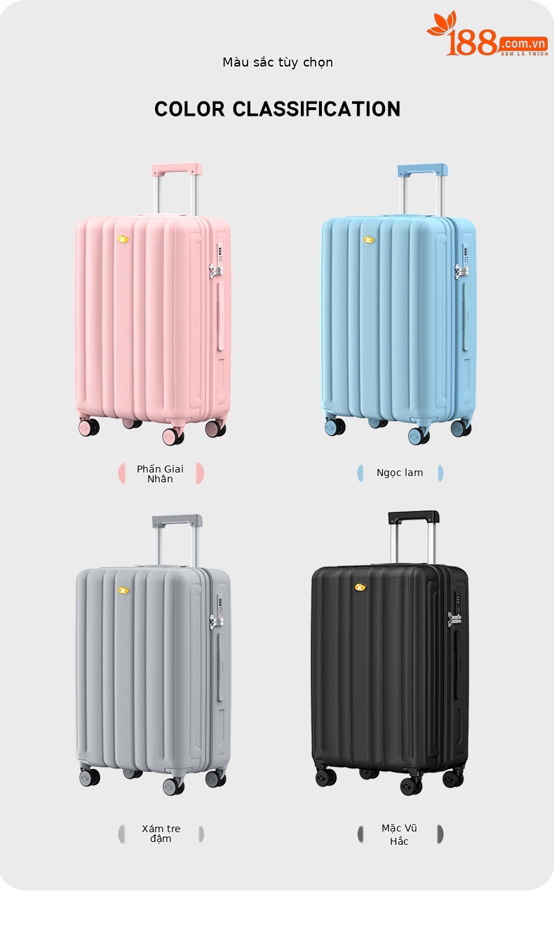Bộ vali ba mảnh 20/24/28 inch cao cấp, thiết kế sang trọng, phù hợp mọi chuyến đi — Màu đen chi tiết 10