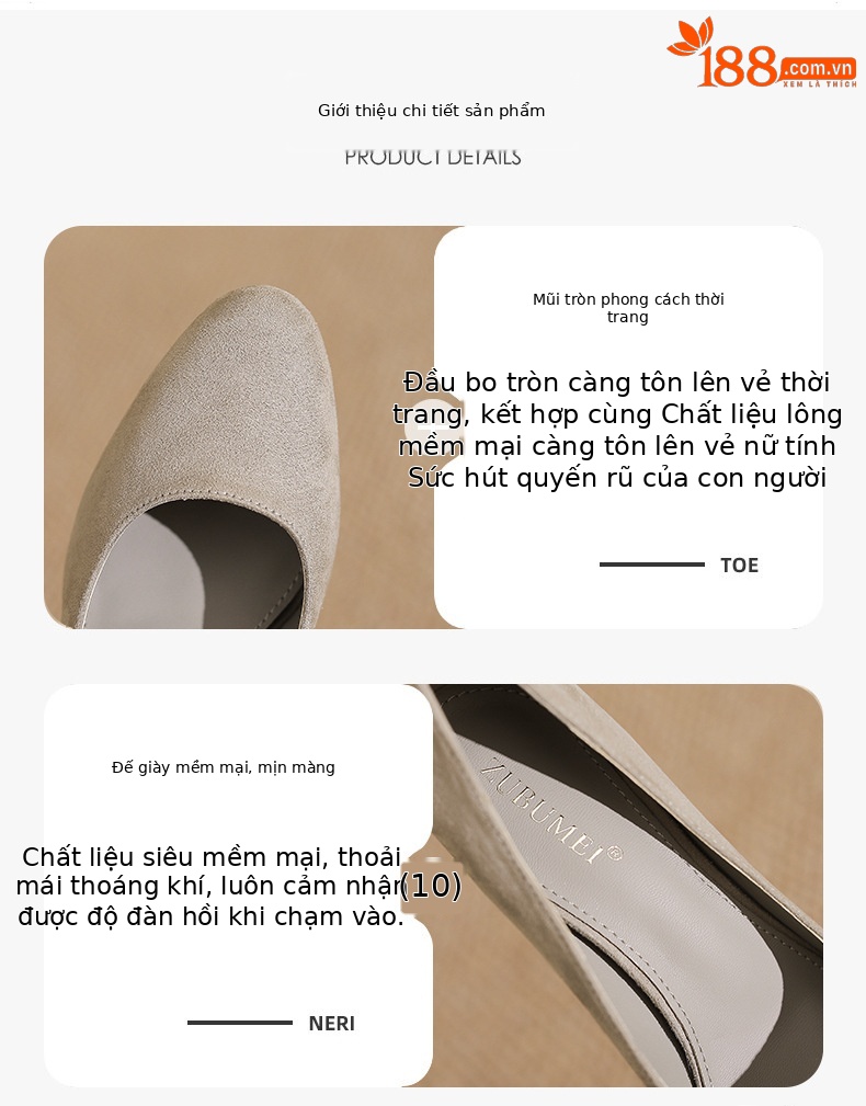 Giày cao gót nữ mũi nhọn da lộn gót siêu cao 12 cm — Đen-12cm chi tiết 2