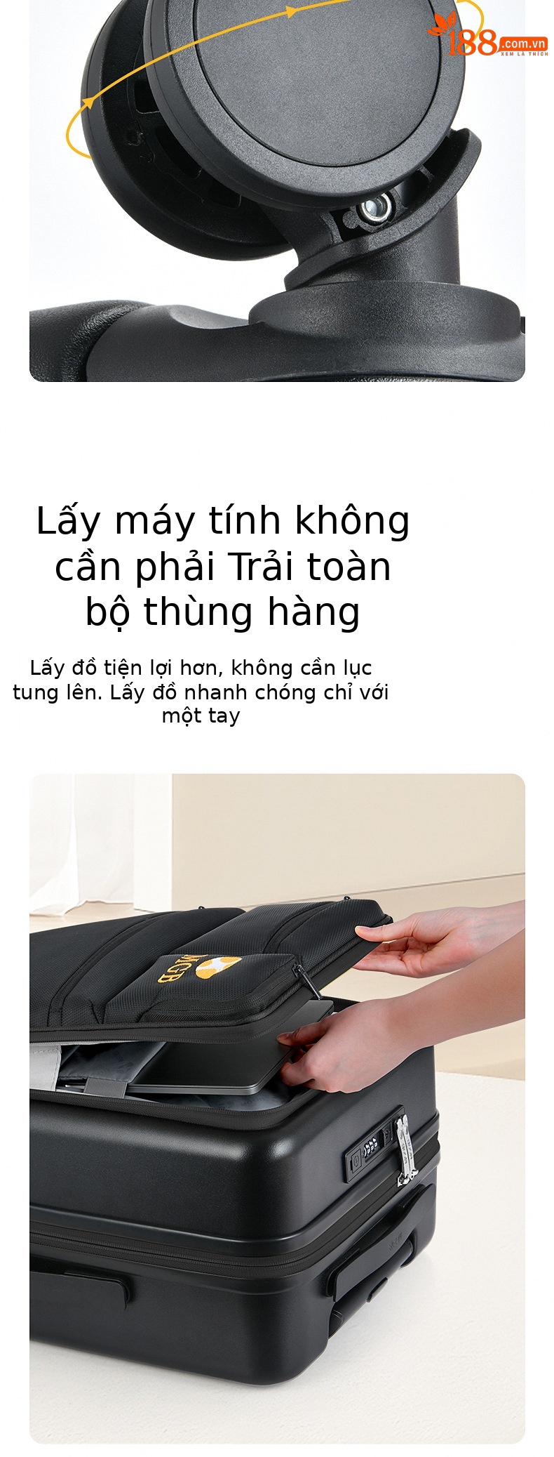 Vali vải Oxford siêu nhẹ mở rộng chịu mài mòn, size cabin 20 inch — Túi đựng xe đẩy màu bạc chi tiết 4