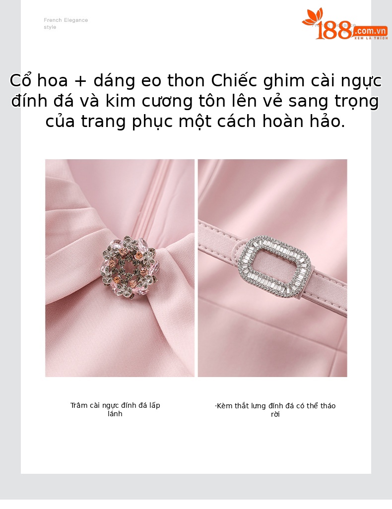 Váy liền nữ kiểu Pháp nhẹ nhàng trưởng thành thiết kế trang trọng mùa xuân hè — Màu đen chi tiết 5