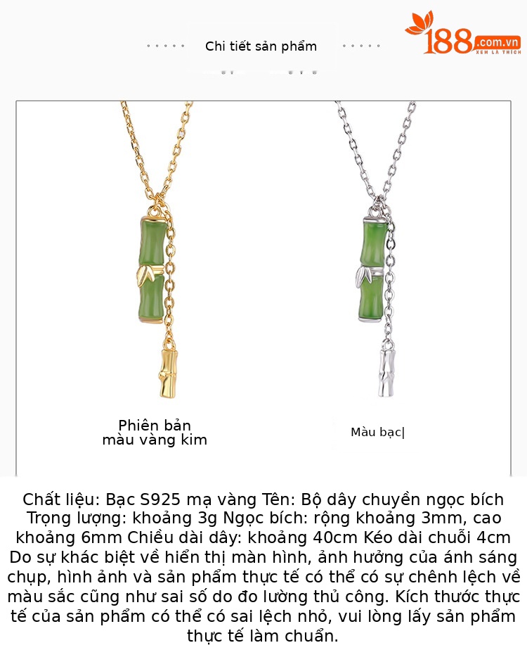 Dây chuyền bạc S925 mặt ngọc bích hình hươu phong cách Trung Hoa — Kiểu màu bạc chi tiết 2