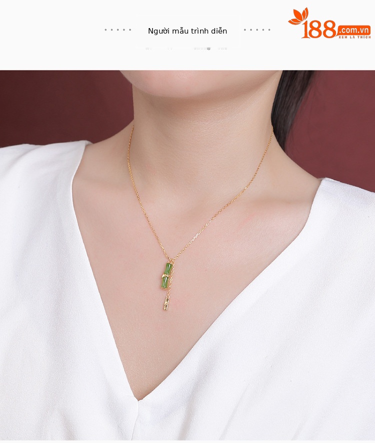 Dây chuyền bạc S925 mặt ngọc bích hình hươu phong cách Trung Hoa — Kiểu màu bạc chi tiết 4