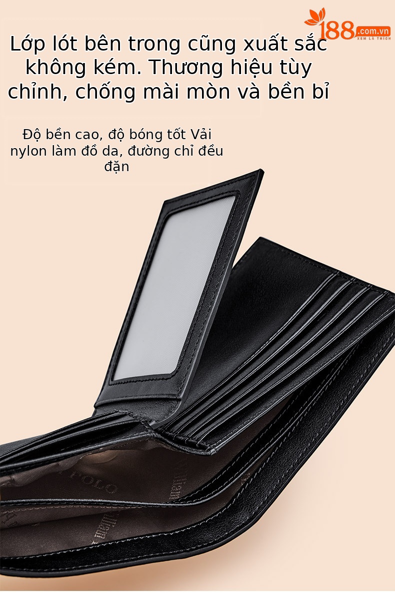 Ví nam gập mini da thật Emperor Paul cao cấp, mỏng nhẹ đựng giấy phép lái xe chi tiết 6