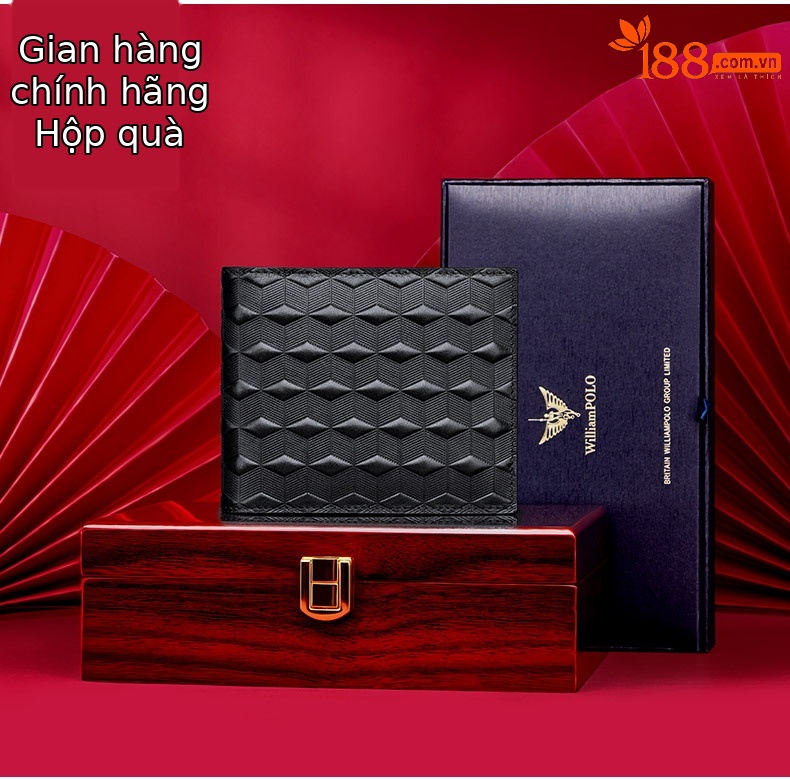 Ví nam gập mini da thật Emperor Paul cao cấp, mỏng nhẹ đựng giấy phép lái xe chi tiết 11
