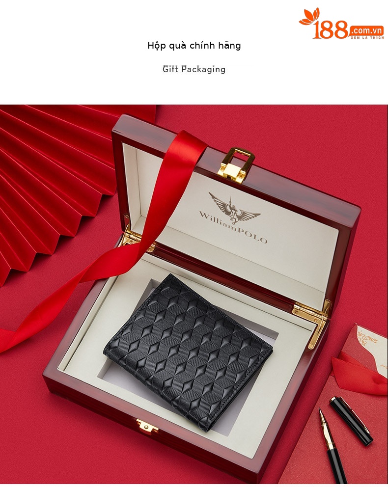 Ví nam gập mini da thật Emperor Paul cao cấp, mỏng nhẹ đựng giấy phép lái xe chi tiết 16