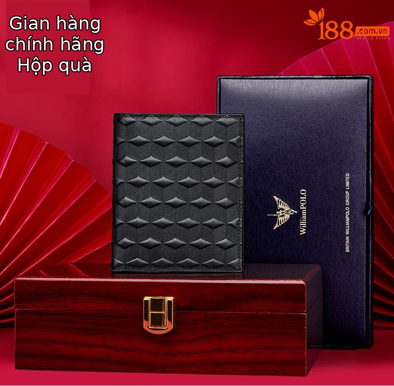 Ví nam gập mini da thật Emperor Paul cao cấp, mỏng nhẹ đựng giấy phép lái xe chi tiết 17