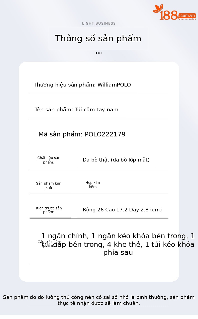 Túi cầm tay nam da thật Emperor Paul phong bì kẻ caro cao cấp chống trộm chi tiết 7