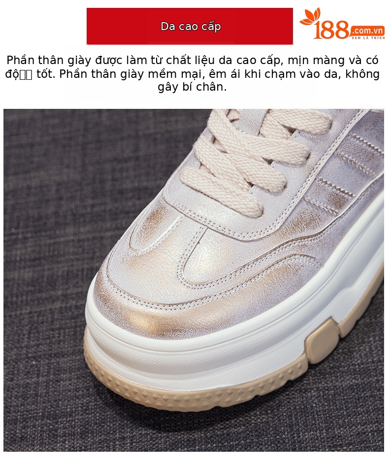 Giày sneaker nữ đế dày thời trang xuân 2026, giày thể thao nữ đa năng phối màu trắng — M2805 màu trắng, M2805 màu vàng kim, M2805 màu hồng chi tiết 6