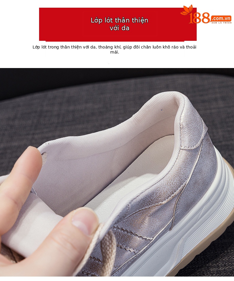 Giày sneaker nữ đế dày thời trang xuân 2026, giày thể thao nữ đa năng phối màu trắng — M2805 màu trắng, M2805 màu vàng kim, M2805 màu hồng chi tiết 7