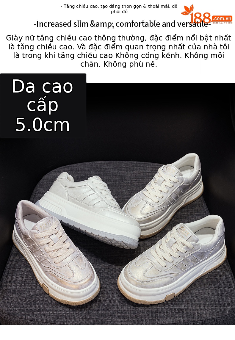 Giày sneaker nữ đế dày thời trang xuân 2026, giày thể thao nữ đa năng phối màu trắng — M2805 màu trắng, M2805 màu vàng kim, M2805 màu hồng chi tiết 2