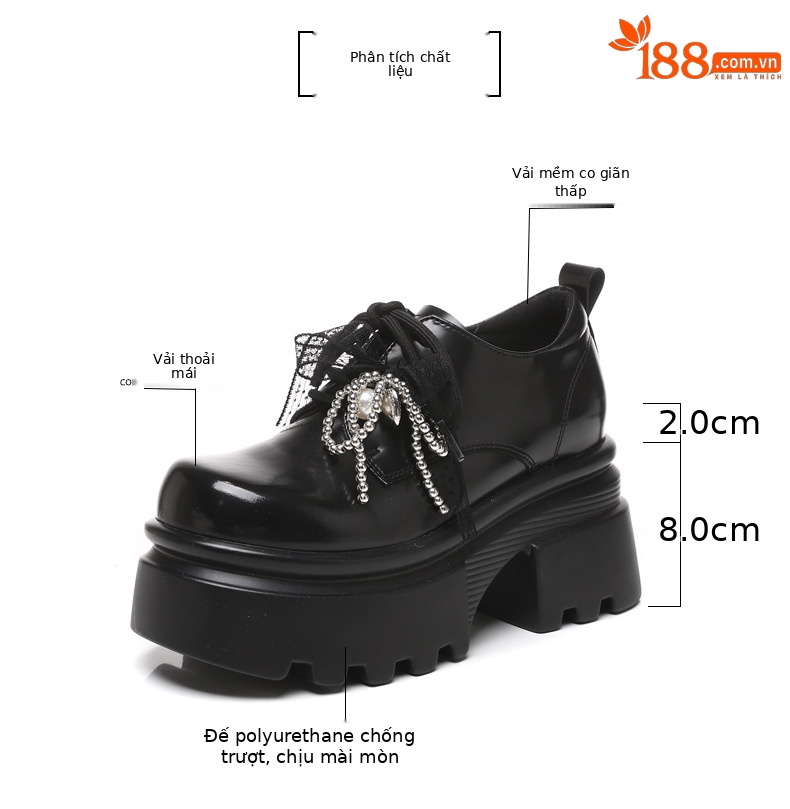 Giày lười nữ đế dày tăng chiều cao bên trong, phong cách đơn giản dễ phối, form nhỏ gọn — Màu đen chi tiết 3