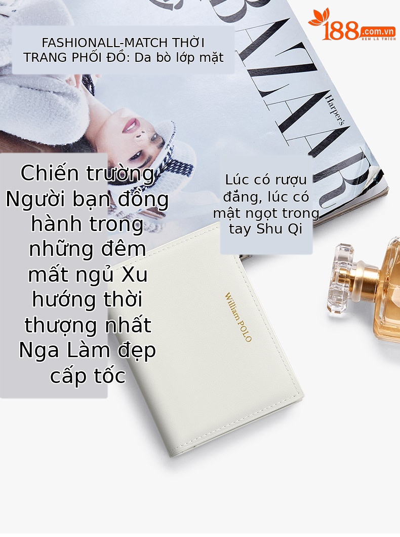 Ví cầm tay nữ da thật ngắn Emperor Paul đựng thẻ tín dụng mỏng nhỏ chi tiết 2