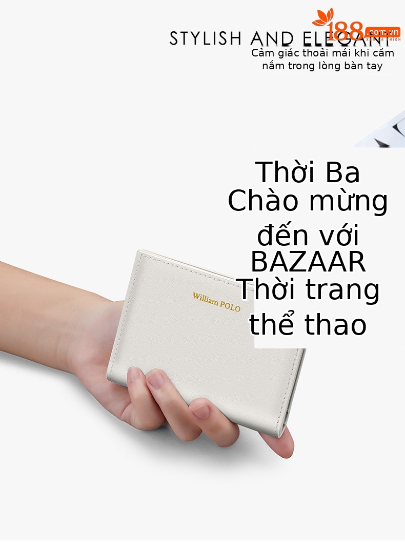 Ví cầm tay nữ da thật ngắn Emperor Paul đựng thẻ tín dụng mỏng nhỏ chi tiết 3