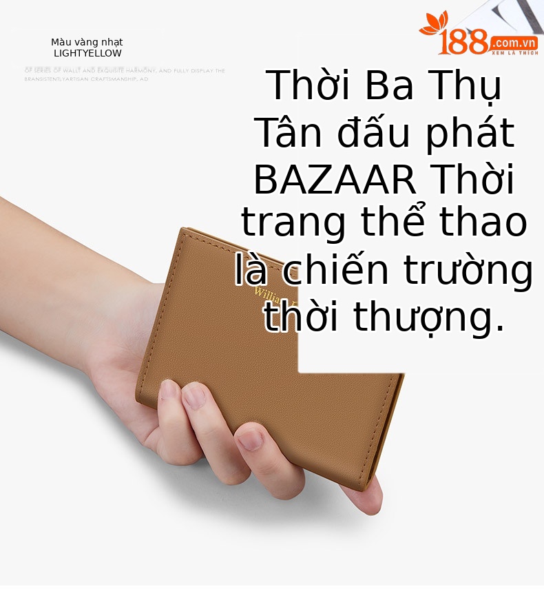 Ví cầm tay nữ da thật ngắn Emperor Paul đựng thẻ tín dụng mỏng nhỏ chi tiết 11