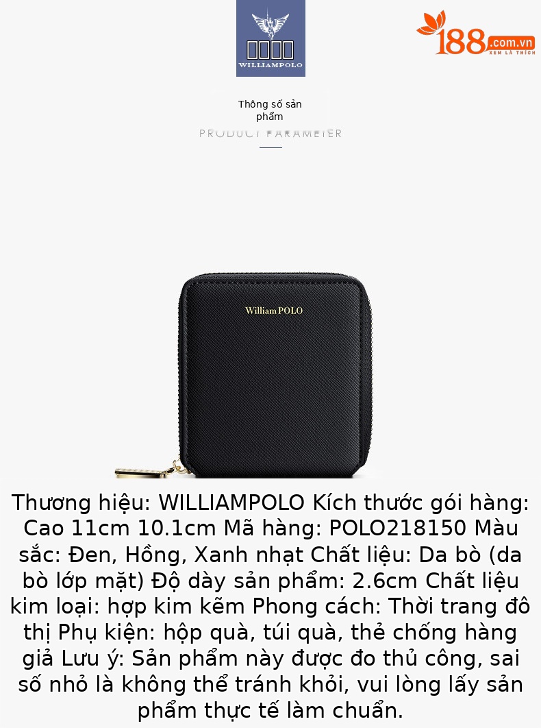 Ví cầm tay nữ da thật Emperor Paul dáng ngắn 2025 chi tiết 4
