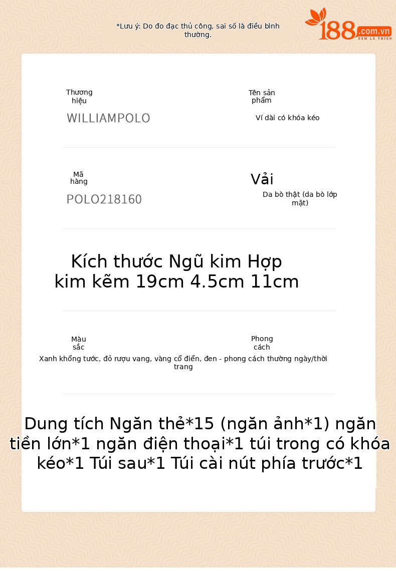 Ví cầm tay nữ da thật dáng dài cổ điển dung tích lớn đeo chéo chi tiết 11