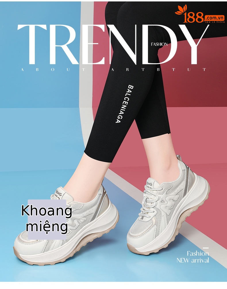 Giày sneaker nữ da thật kiểu waffle đế dày lưới thoáng khí mùa xuân hè 2026 — Trà sữa 7055, 7055 màu xám chi tiết 3