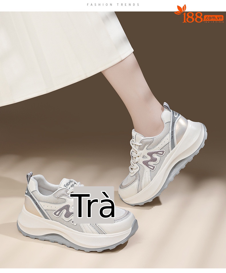 Giày sneaker nữ da thật kiểu waffle đế dày lưới thoáng khí mùa xuân hè 2026 — Trà sữa 7055, 7055 màu xám chi tiết 8