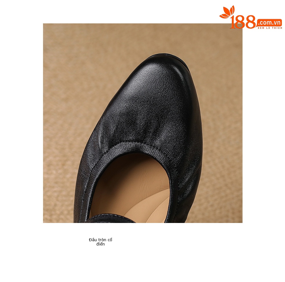 Giày Mary Jane nữ gót thấp 3,5 cm quai ngang khóa ngang da cừu — Màu đen chi tiết 9