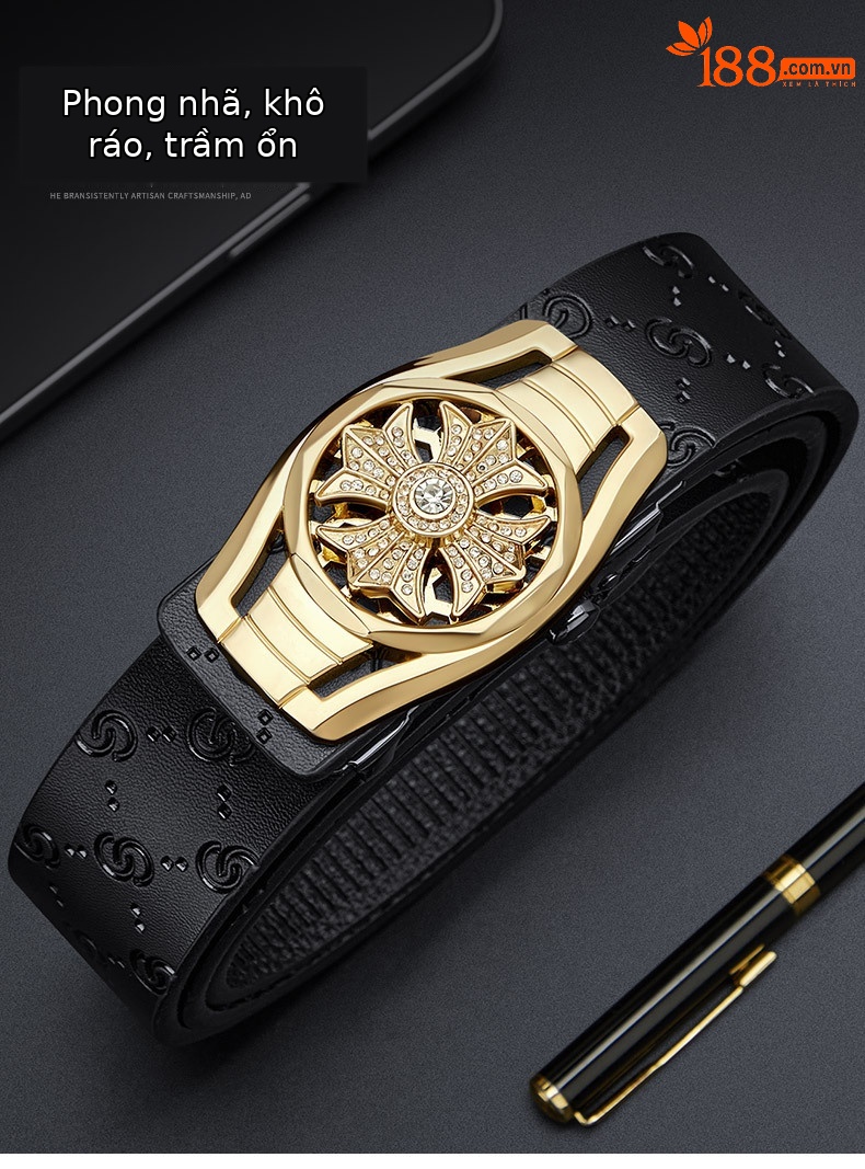Thắt lưng nam da cao cấp thương hiệu Hoàng đế Paul mẫu mới 2025 phong cách thời trang — 120cm, 130cm, 110cm, 125cm chi tiết 4