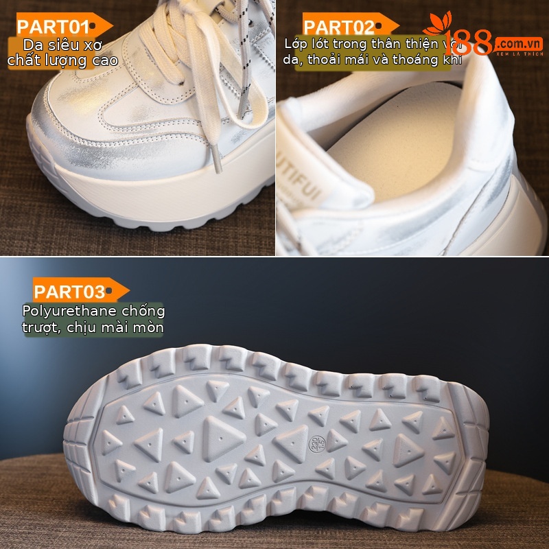 Giày sneaker nữ đế dày phong cách Forrest Gump HC3570 — Màu trắng