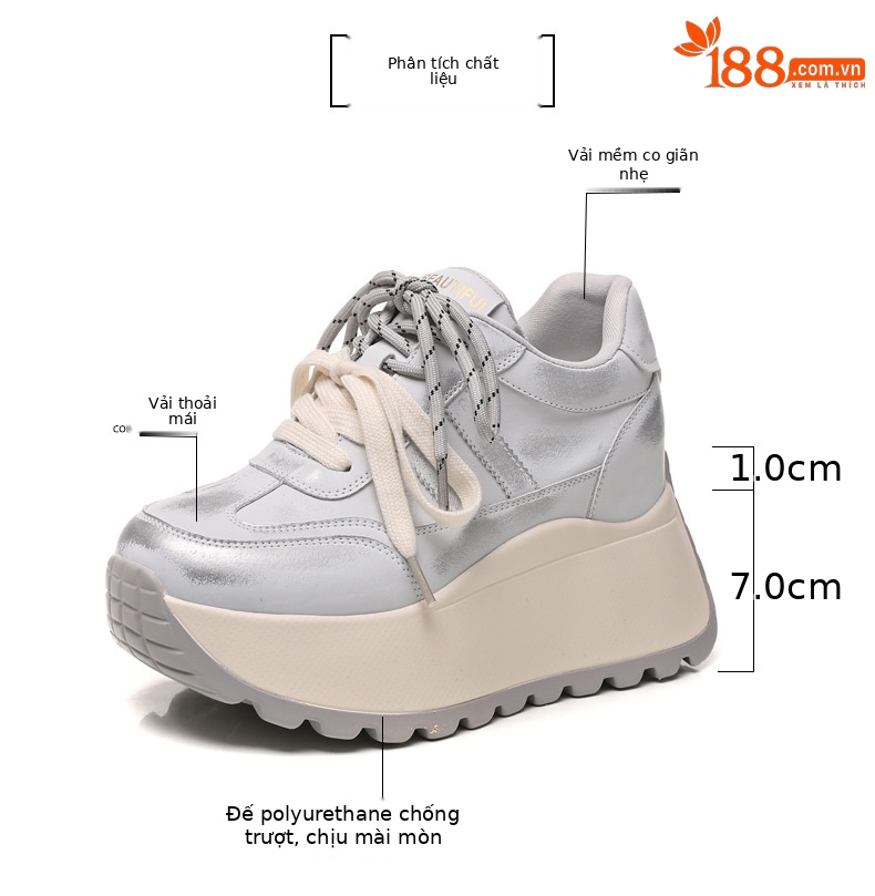 Giày sneaker nữ đế dày phong cách Forrest Gump HC3570 — Màu trắng chi tiết 3