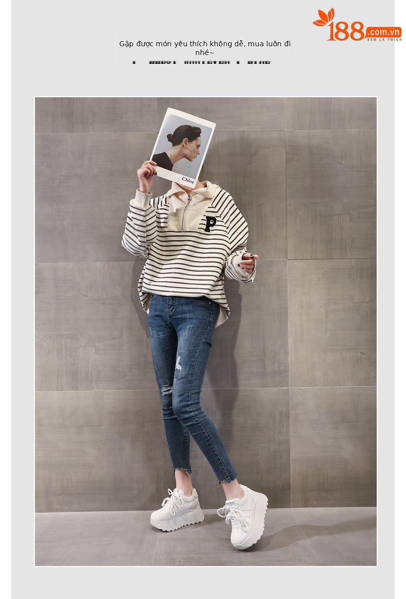 Giày sneaker nữ đế dày phong cách Forrest Gump HC3570 — Màu trắng chi tiết 6