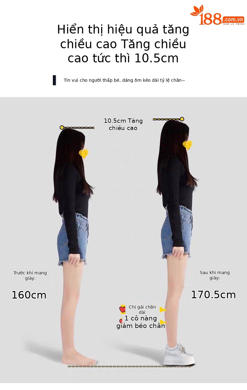Giày sneaker nữ đế dày phối ngọc trai thời trang, độn cao bên trong — Màu xám trắng chi tiết 4