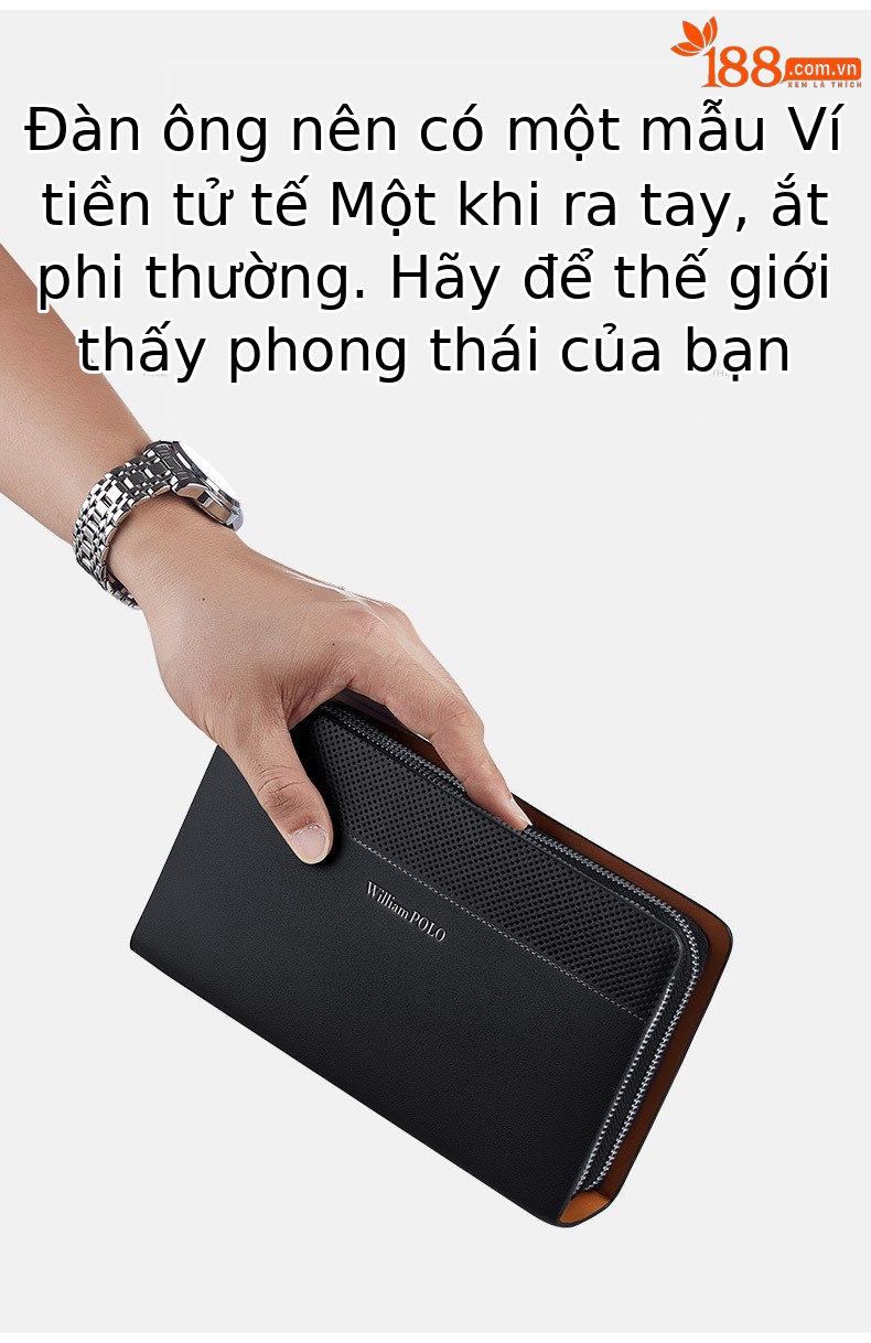 Ví da thật Emperor Paul túi cầm tay nam cao cấp phong cách công sở dung tích lớn chi tiết 5
