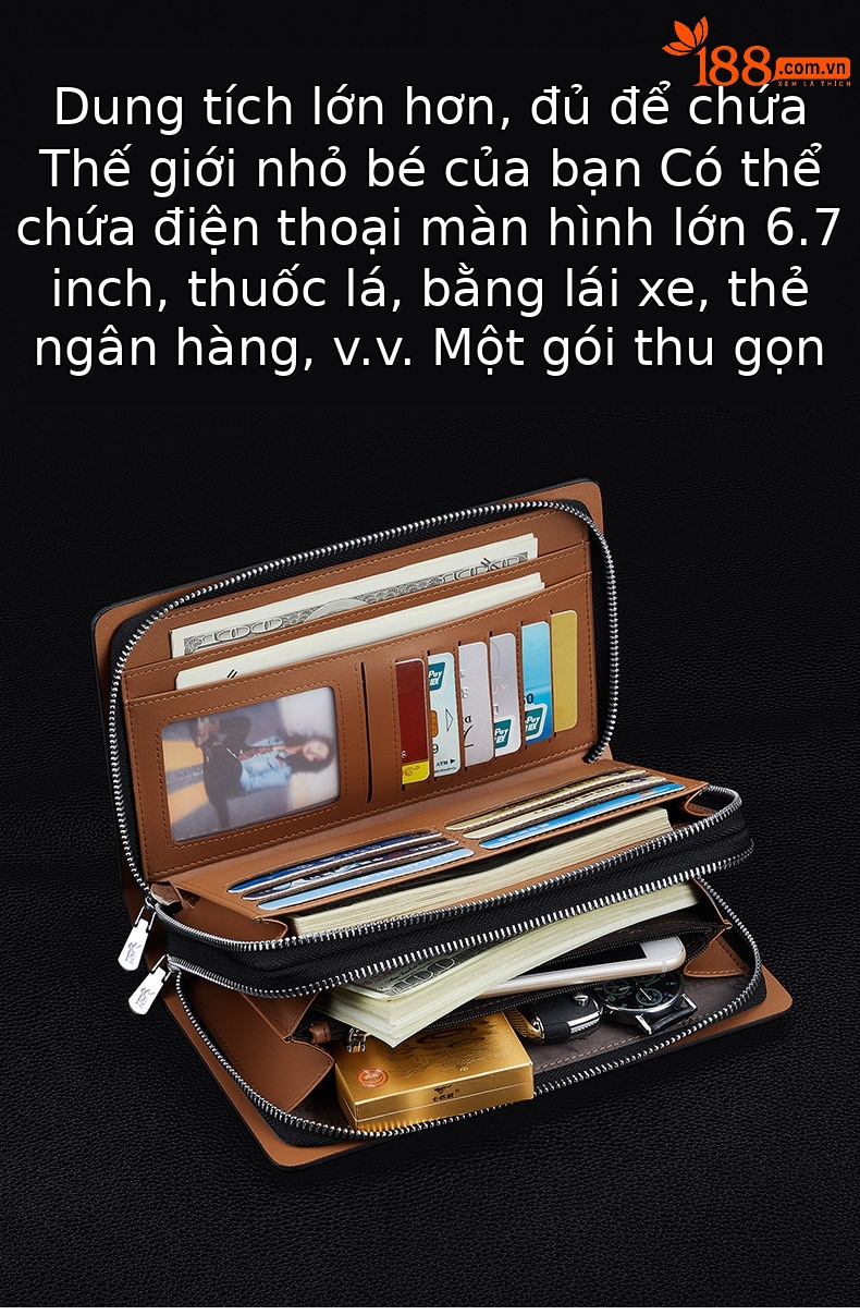 Ví da thật Emperor Paul túi cầm tay nam cao cấp phong cách công sở dung tích lớn chi tiết 2