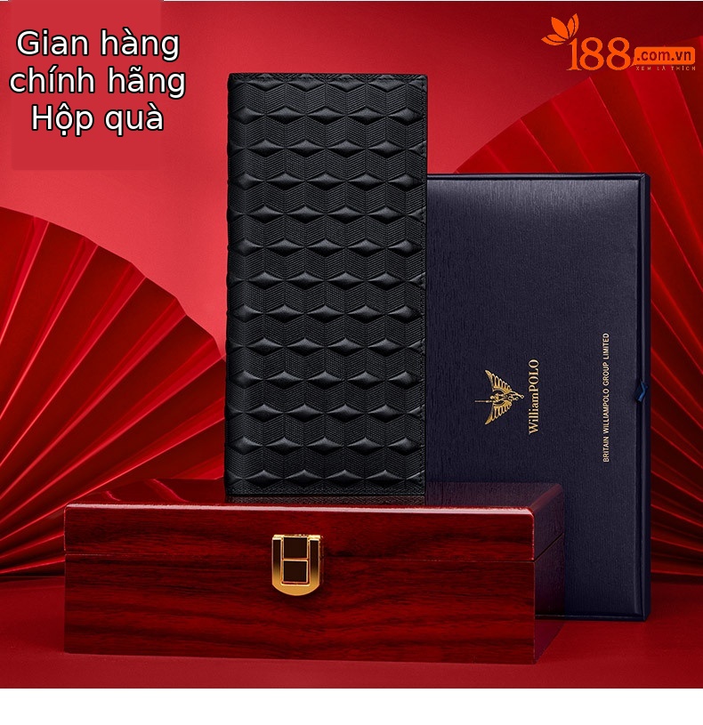 Ví da nam cao cấp Emperor Paul dạng dài nhiều khe thẻ, mỏng nhẹ, phong cách công sở chi tiết 10