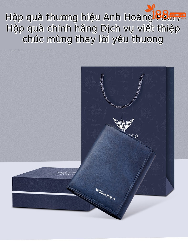 Ví nam gập mini Emperor Paul phong cách cổ điển, đựng thẻ và tiền lẻ chi tiết 2