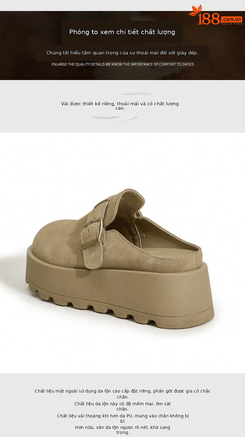 Sandal Birkenstock nữ đế dày mũi tròn, phong cách thoải mái — Xanh rêu, Kaki, Nâu lạc đà chi tiết 6