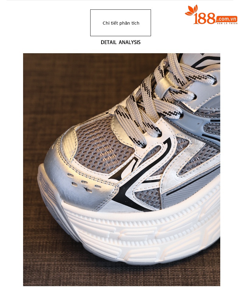 Giày sneaker nữ đế dày chunky lưới thoáng khí tăng chiều cao — màu xanh chi tiết 7