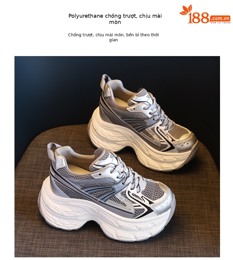 Giày sneaker nữ đế dày chunky lưới thoáng khí tăng chiều cao — màu xanh chi tiết 10