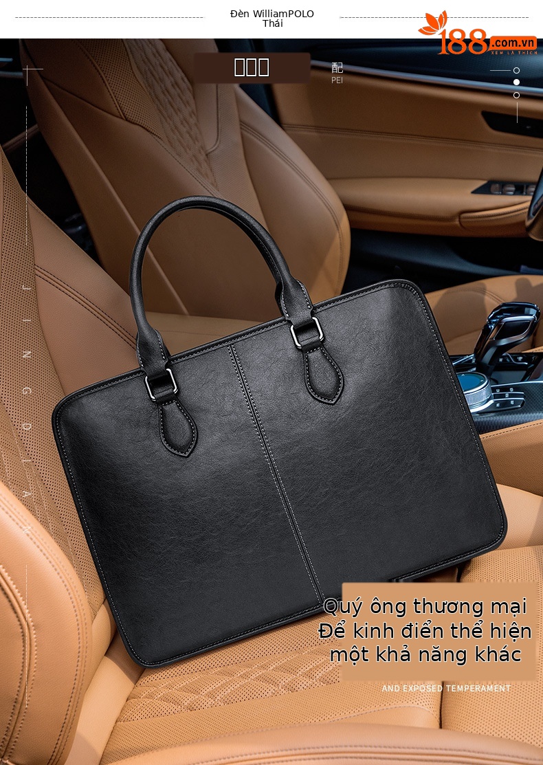 Cặp da bò công sở Emperor Paul đựng laptop nhiều ngăn chi tiết 3