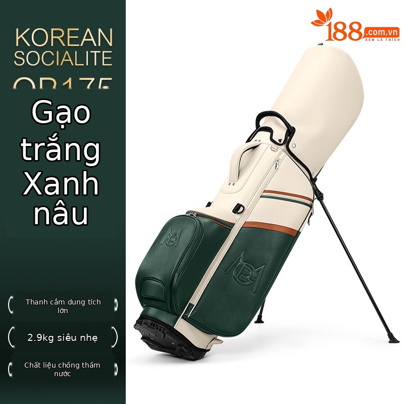 Túi đựng gậy golf PGM nữ có chân đỡ, đeo vai, chất liệu sợi nhỏ chống thấm — QB175-be trắng xanh lá nâu