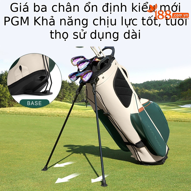 Túi đựng gậy golf PGM nữ có chân đỡ, đeo vai, chất liệu sợi nhỏ chống thấm — QB175-be trắng xanh lá nâu