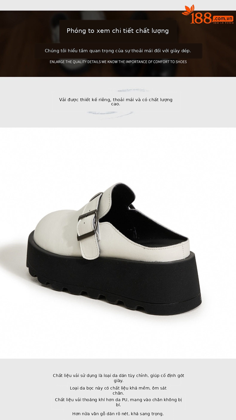 Dép sandal nữ đế dày Birkenstock phong cách mùa hè — Đen, Trắng chi tiết 6