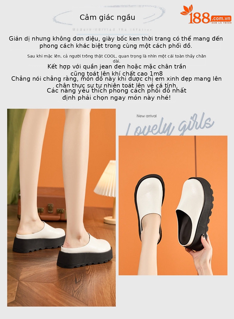 Dép sandal nữ quai chữ V đế dày phong cách Birkenstock — Đen, Trắng chi tiết 4