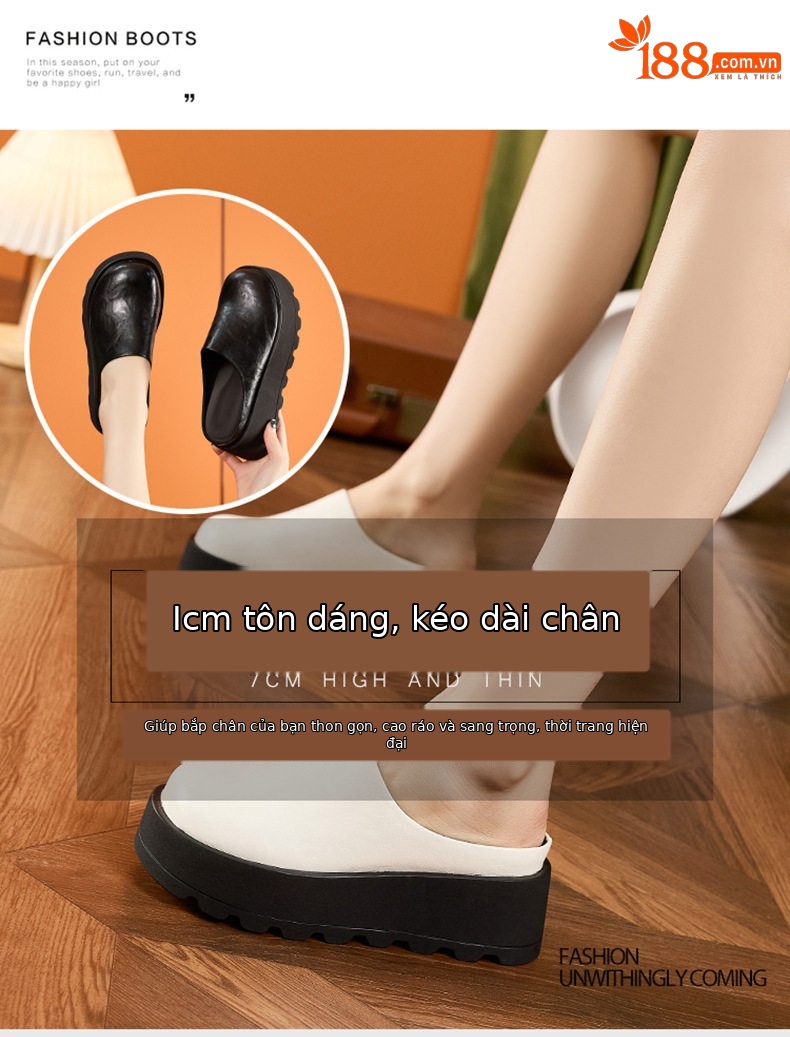Dép sandal nữ quai chữ V đế dày phong cách Birkenstock — Đen, Trắng chi tiết 8
