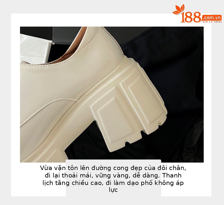 Giày da lười cao gót nữ mũi tròn bít, da sáng chế, đính rhinestone, dây buộc, gót 9 cm — Màu đen, Màu trắng chi tiết 5