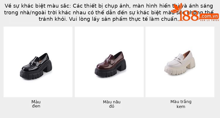 Giày da nữ mũi tròn siêu cao gót đế bánh mì phong cách casual — Màu đen, Màu đỏ rượu, Màu trắng chi tiết 4