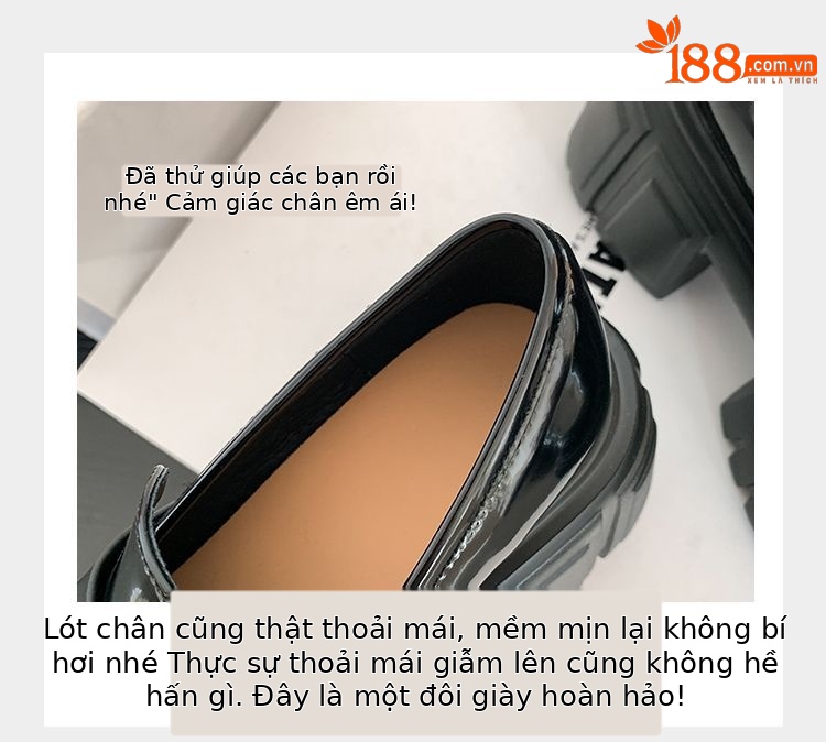 Giày da nữ mũi tròn siêu cao gót đế bánh mì phong cách casual — Màu đen, Màu đỏ rượu, Màu trắng chi tiết 8